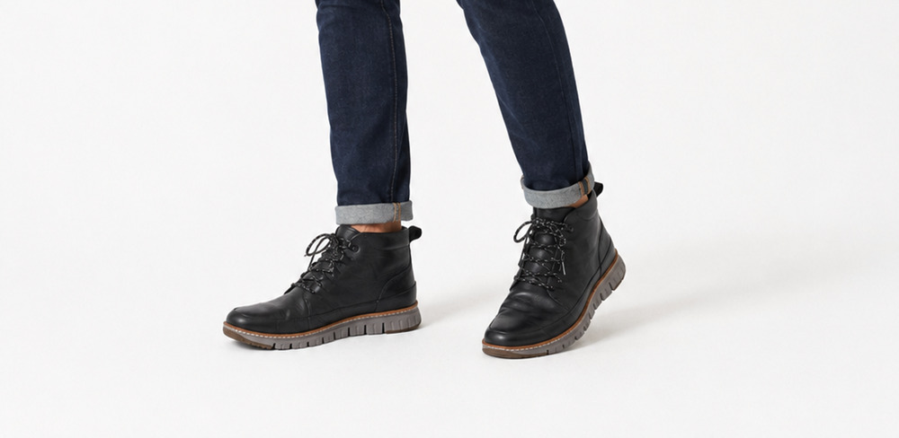 Cole Haan GrandSport Rugged Chukka Boots Men 10M Black Leather C31412